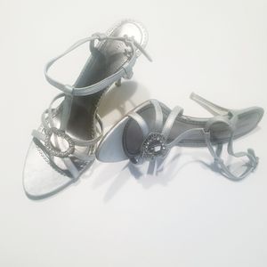 Beyonce's House of Dereon Hot Rock Satin heels 10